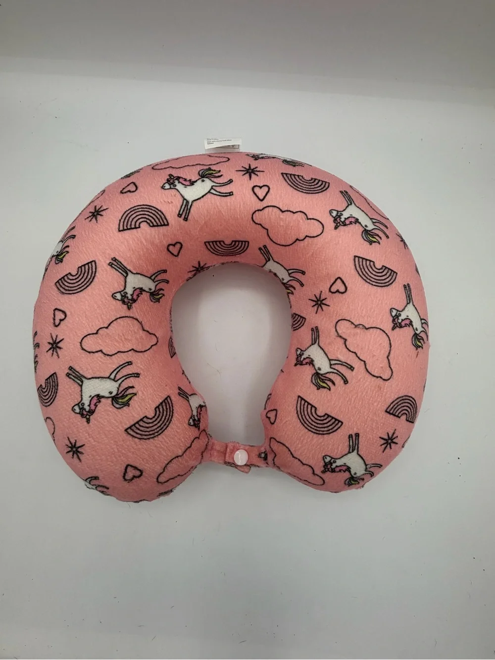 Mystic Apparel Pink Unicorn Rainbow Travel Neck Pillow Plush Foam Cushion